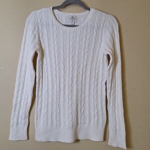 St. Johns Bay Women's Small Cable Knit Fisherman Cottagecore ‎ Sweater Preppy